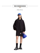 Jaquetas Femininas Amii 2026: Nova Coleção Primavera - Jaqueta de Algodão Tricotada com Gola Alta e Zíper, Blusa Feminina Solta com Manga Caída 12641079