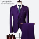 Luxo 3 peças terno de casamento masculino moda magro cor sólida negócios escritório terno define tamanho grande masculino blazer + calças + colete