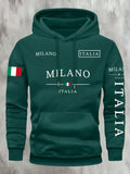 Moletom Unissex ITALIA MILANO para Atividades ao Ar Livre, Casual, Esportivo, Férias, Tendência Primavera, Outono, Inverno, Casal