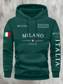 Moletom Unissex ITALIA MILANO para Atividades ao Ar Livre, Casual, Esportivo, Férias, Tendência Primavera, Outono, Inverno, Casal