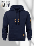 New Autumn Men's Hoodie Waffle Pattern Long Sleeve Sweatshirt Solid Color Casual Warm Pullover Outdoor Sportswear Men's Clothing