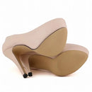 Sapatos Femininos de Salto Alto Sexy com Bico Redondo, Plataforma Casual de 14cm, Sapatos Vermelhos para Festa e Casamento, Tamanho Grande