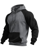 Novo outono ainter esportes ao ar livre estilo raglan contraste cor moletom com capuz moda versátil topos masculinos