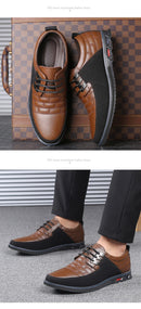Sapatos Casuais de Outono Inverno Estilo Coreano Modernos com Sola Preta Sapatos de Couro Masculinos para Negócios com Cadarço Simples e Elegantes