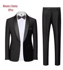 Conjunto de Terno Masculino 3 Peças com Lapela Preta Tamanho EUA: Casaco, Colete e Calças / Traje Formal para Noivo, Casamento e Negócios