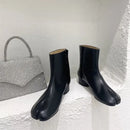 Botas Femininas de Couro Genuíno com Salto Baixo e Bico Dividido, Design de Luxo e Moda, Novidade Outono Inverno 2026
