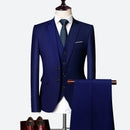 Luxo 3 peças terno de casamento masculino moda magro cor sólida negócios escritório terno define tamanho grande masculino blazer + calças + colete