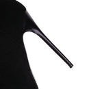 Botas de meia sexy para mulheres 12cm salto alto fino senhoras dedo do pé pontiagudo botas de tornozelo curto plus size 46 deslizamento-em sapatos de inverno botas mujer