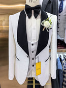Fashion Paisley Men's 3 Pieces Formal Suit Set Blazer Vest Pants Wedding Groom Suits Best Man Dinner Engagement Tuxedo For Men