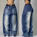 Streetwear moda novo multi-bolso lavado baggy jeans masculino e feminino y2k hip-hop harajuku casual gótico cintura alta calças largas