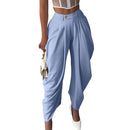 Calças Cargo Harem Femininas de Cintura Média com Design Franzido, Estilo Casual Urbano, Tendência 2026, Calças de Trabalho para Escritório