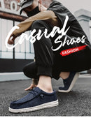 Marca masculina sapatos casuais moda denim sapatos de lona respirável andando sapatos planos ao ar livre tamanho grande luz sapatos masculinos mocassins