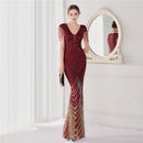 Deerveado elegante decote em v sereia vestido de noite longo luxo contas feminino vestidos de festa à noite 2025 novo vestido formal 19085