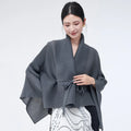Mulheres primavera outerwear cardigan xale 2026 novo solto queimado lapela tie-up estilo assimétrico feminino outerwear topo