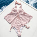 Conjunto de Biquíni Estiloso com Alça Halter em Duas Peças, Decote em V, Ajuste Slim, Moda de Praia Y2K para Mulheres