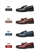 Novos Sapatos Sociais de Couro Masculinos 2026 Estilo Britânico Moda Masculina Sapatos de Vestir Cor Sólida Tamanhos Grandes Loafers de Grife