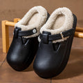 À prova dwaterproof água eva peludo mules chinelos feminino 2025 inverno fivela de metal quente chinelos de pelúcia macio fundo grosso não deslizamento slides internos