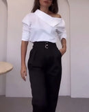 Camisa de primavera nova listra manga comprida topo para mulher elegante senhora do escritório emendado   botões Pulôver Mulher Blusa 2025 Blusas