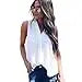Blusa Feminina Casual de Verão com Decote V, Sem Mangas, Cor Sólida, Detalhe Plissado e Caimento Solto para o Dia a Dia
