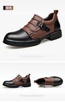 Botas Retro de Cano Baixo para Homens, com Zíper, em Couro Genuíno, Moda Masculina, Sapatos de Plataforma de Alta Qualidade