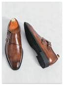 Clássico retro vestido masculino monge sapatos de couro com fivela dedo do pé apontado negócios escritório casamento confortável sapatos oxfords masculinos