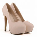 Sapatos Femininos de Salto Alto Sexy com Bico Redondo, Plataforma Casual de 14cm, Sapatos Vermelhos para Festa e Casamento, Tamanho Grande