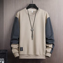 2026 Men's Casual Sweatshirts Fashion Harajuku Streetwear Long Sleeve Patchwork Loose O-Neck Pullover Tops Hip Hop Hoodies Male