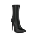 Botas de meia sexy para mulheres 12cm salto alto fino senhoras dedo do pé pontiagudo botas de tornozelo curto plus size 46 deslizamento-em sapatos de inverno botas mujer