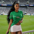 Camiseta de Futebol com Bandeira do Brasil para Mulheres e Homens, Verão 2026, Camisetas de Manga Curta, Roupas Esportivas para Família, Presente para Fãs do Brasil