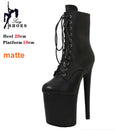 Botas de Plataforma Modernas para Mulheres, Pole Dance Lace-Up, Botas de Tornozelo PU Pretas, Botas Modernas Extremas, Em Estoque, Transporte Rápido, 15 cm, 17 cm, 20cm, Tamanho 36-44