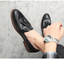 Sapato de couro casual masculino, sapato de casamento com franja de boi, sola de boi, moda estilista, alta qualidade, novo