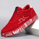 Tênis respiráveis de cano médio, design gráfico de coração e música, sapatos casuais de streetwear para casais, dia dos namorados e presente de aniversário