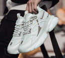 Tênis casuais masculinos com design em malha respirável, sola grossa, tênis esportivos masculinos modernos, estilo Dad Shoes com aumento de altura invisível de 6-10cm.