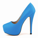 Sapatos Femininos de Salto Alto Sexy com Bico Redondo, Plataforma Casual de 14cm, Sapatos Vermelhos para Festa e Casamento, Tamanho Grande