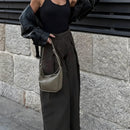 Calças Femininas Casuais Chiques de Perna Larga Vintage para Escritório com Cintura Alta, Bolsos e Pregas, Calças Longas Primavera Verão 2026 Estilo Streetwear