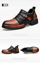 Botas Retro de Cano Baixo para Homens, com Zíper, em Couro Genuíno, Moda Masculina, Sapatos de Plataforma de Alta Qualidade