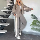 Women Two Piece Set Pants Sets Striped Jacket Matching Sets Y2k Tops Tracksuit Autumn Spring Long Pant Casual Outfit Suits 2025