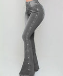 Roupas femininas novos jeans europeu americano 2026 novo popular cintura alta elástica chão alto-falante jeans feminino calças compridas jeans
