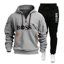 Conjunto Masculino de Moletom e Calça 2 Peças Primavera/Outono 2026, Novo, para Corrida ao Ar Livre, Corta-Vento, com Zíper, Quente, Roupa Esportiva Masculina