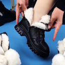 Sapatos moda inverno quente feminino preto sapatos casuais mais veludo all-match tênis de sola grossa algodão gratos zapatillas mujer