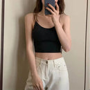 1pc feminino sexy cor sólida camisola tubo de seda gelo sem costura esportes regata sem fio roupa interior sutiã acolchoado bralette colete