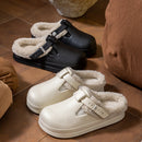 À prova dwaterproof água eva peludo mules chinelos feminino 2025 inverno fivela de metal quente chinelos de pelúcia macio fundo grosso não deslizamento slides internos