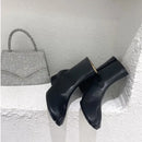 Botas Femininas de Couro Genuíno com Salto Baixo e Bico Dividido, Design de Luxo e Moda, Novidade Outono Inverno 2026