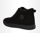 Tênis de lona de cano alto masculino deslizamento-on rendas casuais all-preto sapatos de skate básicos para estudantes sola plana sapatos esportivos confortáveis