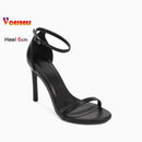 Moda tornozelo cinta ao ar livre sandálias para mulher 6cm 8cm 10cm verão salto alto preto banda estreita stiletto elegante senhoras sapatos