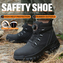 Sapatos de trabalho com botão rotativo para homens, botas protetoras anti-punctura, tênis à prova d'água, sapatos de segurança de trabalho, antiderrapantes, com biqueira de aço