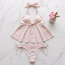 Conjunto de Biquíni Estiloso com Alça Halter em Duas Peças, Decote em V, Ajuste Slim, Moda de Praia Y2K para Mulheres
