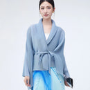Mulheres primavera outerwear cardigan xale 2026 novo solto queimado lapela tie-up estilo assimétrico feminino outerwear topo