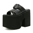 Gdgydh-sandálias plataforma com fivela para as mulheres, sapatos abertos, estilo cunha, moda, para o verão