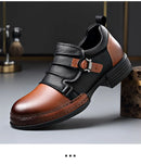 Botas Retro de Cano Baixo para Homens, com Zíper, em Couro Genuíno, Moda Masculina, Sapatos de Plataforma de Alta Qualidade